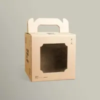 Large Disposable Cake Box Easy Take Away for Bakery Macaron Pastry Muffin Food Grade Food Gift Paper Packaging Box with Clear Window and Handle