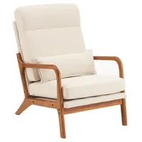 Fully dismantled solid wood handrails, back-to-back iron frame, en beige indoor leisure chair