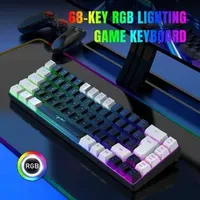 V200 Membrane Keyboard Gaming Mechanical Keyboards with RGB Character Backlit Ergonomic Mini Keypad Black White Drop ShippingM240715