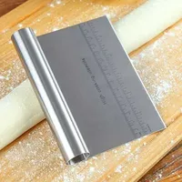 Stainless steel dough pastry spatula multi-purpose cake cutter scraper with measuring scale plastic knife kitchen utensil tools X240920