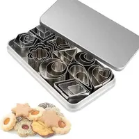 30Pcs/box Stainless Steel Sugar Biscuit Press Stamp Embosser Cookie Cutter DIY Fondant Cake Mold Pastry Decor Baking Accesories 240729