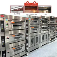 Commercial Professional Small Gaz Gas and Electric Baking Bread Single Double 1 2 3 4 5 Deck 6 9 12 15 16 20 Trays Baker Pastry Oven Bakery Equipment with Steam
