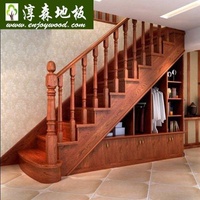 Traditional Spiral Straight Wood Stairs Carved Newel Stringer Pillar Glass Handrail Baluster Post
