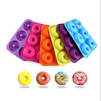 Round Shape DIY 6 Cavity Food Grade Donuts Pastry Baking Cake Chocolate Silicone Mold Bake-ware