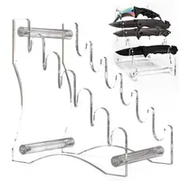 Storage Holders Racks Transparent Knife Display Stand 2D Clear Acrylic Cutlery Block Non-folding Knife Holder Counter-top Cutlery Storage Knife Rack 230706