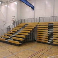 Wooden Retractable Indoor Bleachers Polymer Bench With Guardrail System