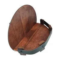 Bourbon Whiskey Barrel Shelf - Durable Wine Rack Wall Wine Holder With PU Leather Guardrail 7 Bottle Holder For Home Kitchen