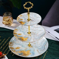 High Quality Eco-friendly Bone China 3 Tier Pastry Silver Dessert Tray And Stand For Table