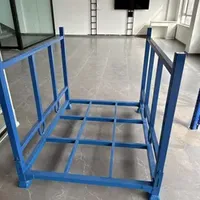 Efficient Warehouse Management with Versatile Blue Foldable Stack Racks for Gament Factory