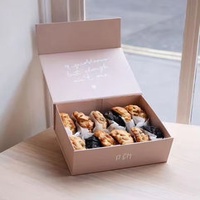 Custom Private Label Magnet Foldable Cardboard Pastry Boxes for Cookies Luxury Bread Snacks Biscuit Cookie Packaging Box