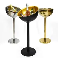 Racks Stainless Steel Champagne Tabletop 304 Basin Floor Standing Stand Cooling Golden Sier Wine Beer Ice Bucket 0528