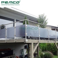 Factory Price Customized Design Terrace Stainless Steel Handrail Outdoor Tempered Glass Balcony Railing