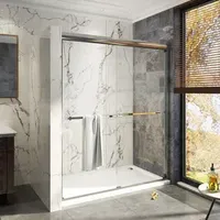 Sliding Door Shower Enclosures with Trays Stainless Steel Shower Door
