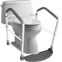 Folding Commode Frame Toilet Seat Safety Handrail Tool-Free Installation