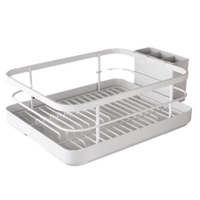Rustproof Drying Rack Kitchen Dish Drying Rack Dish Racks for Kitchen Counter Sink with Drainboard White