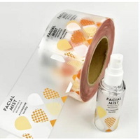 Custom Adhesive BOPP PET Cosmetic Skincare Label Printing Silk Screen Transparent Clear Stickers For