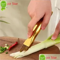 Baking Pastry Tools Chef Essential Stainless Steel Vegetable Cutter Kitchen Gadgets Ware Gold Manual Metal Onion Garlic Diced Knif Dhgwp