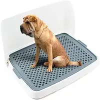 Pet Dog Potty Tray 19L*14W*8H inch,Puppy Pee Pad Holder Guardrail Design,Indoor Wee Training for Small and Medium Dogs,Indoor Pet Potty with Tray