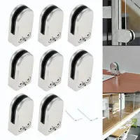 8/16 Pcs Glass Clamps 304 Stainless Steel for Handrail Staircase S / M / L 6-12mm Polished Glass Clip Semicircle Flat