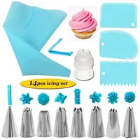 Baking Tools 14Pcs Cake Decorating Set Silicone Pastry Bag Stainless Steel Nozzle Kitchen Accessories For Bakery Equipment