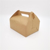 Custom Die Cut Recyclable Custom Take Out Food Packaging Gable Boxes With Handle Brown Kraft Paper Pastry Boxes