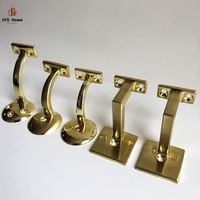 Wholesale Solid Heavy Duty Round Wall Mounted Brushed Brass Handrail Brackets for Wood Handrail Factory Direct with Round Base