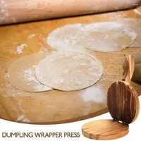 Baking Tools Kitchen Accessories Dumpling Wrapper Presser Pastry Tool Round Shape Dough Pressing Wooden Household