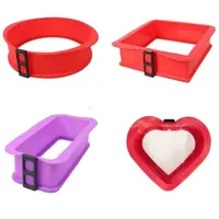 4 Shape Home Silicone Cake Mold With Glass Base Pastry Red Pan Pie Kitchen Practical Detachable Portable DIY Bake Tool M753 240729