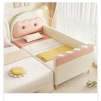 Nordic Solid Wood Children Beds for Baby Dinosaur Soft-packed Kids Bed with Guardrails Light Luxury Creative Child Bed for Hotel