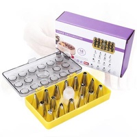 Sustainable 18PCS Stainless Steel Cake Decorating Pastry Icing Kit Set Baking Piping Tools Tips Spouts Tip