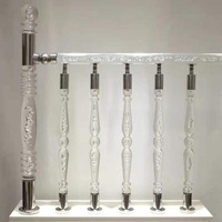 Contemporary Acrylic Plexiglass PMMA Column Handrail Stair Railing Stainless Steel Crystal Baluster Systems For Villa