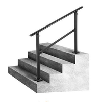 Adjustable Exterior Stair Railing, Handrails for Concrete Steps, Matte Black Carbon Steel Outdoor Handrail