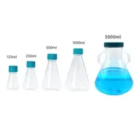 IKEME 5L Sterile Erlenmeyer Flask Plastic Round Bottom Cell Culture Conical Erlenmeyer Flask Bottle With Filter Membrane Cover