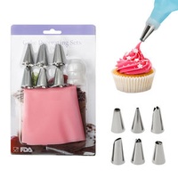 6 Pcs Set Pastry Bag and Stainless Steel Cake Nozzle Kitchen Accessories for Decorating Bakery Confectionery Equipment