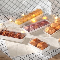 Custom Bakery Dessert Cookie Macaron Pastry Paper Packaging Transparent Cake Sandwich Box with clear PET Lid