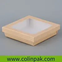 Wholesale Portable Transparent Window Dessert Pastry Kraft Corrugated Paper Packaging Catering Pastry Box in Bulk for Bakery Divided Lid with Windows Cake Box