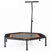 Without protective net hexagonal elastic rope trampoline with handrail can be used for many ages