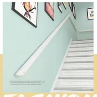 2023 Korean Minimalist White Wood Anti Slip 30-200cm Staircase Handrails With Iron Bracket For Villa Attic Room/Corridor Decor