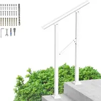Handrails for Outdoor Steps, 3 Step Handrail Fit 1 to 3 Steps Outdoor Stair Railing, Metal Porch Railing, Deck Handrail, Wrought Iron Railing
