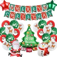 Marry Christmas Santa Claus Festive Rendering Atmosphere Articles Balloon Aluminum Membrane Flag Suit 240925