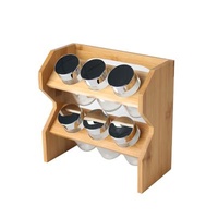 Contemporary Natural Eco-Friendly Kitchen Bamboo Wooden Spice Racks, Condiment Shelf Board with Jars, Storage Organizer
