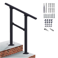 Iron Flexible Handrail Outdoor Metal Transitonal Handrail Balcony Deck Wrought Front Porch Fit 2 Steps Stair Railing Balustrade