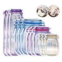 Mason Jar Zipper Pouch Food Snacks Storage Bopp Packaging Moisture Proof Reusable Plastic Bag