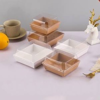 Custom Wholesale Bakery Dessert Cookie Macaroon Pastry Paper Packaging Transparent Cake Dessert Box with Clear Lid