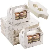 Custom Logo Packaging 2/4/6 Cupcake Dessert Pastry Box Translucent Window Muffin Cake Box