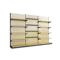 2023 Grain Food Kiosk Shop Display Kiosk Shop Shelves Supermarket Shelf Gondola Room Single Sided Warm Wood Display Racks