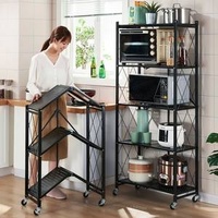 Kitchen Organizer Shelf Iron Foldable Shelf Kitchen Organizer Racks Steel Storage Folding Storage Shelf