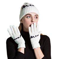 Wholesale Hot in Handrail Embroidered Knit Beanie Hat Mittens Scarves and Hat Sets