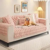 Chair Covers Thicken Plush Sofa Solid Color Winter Non-slip Couch Slipcover Full Coverage Seaters Backrest Handrail Towel