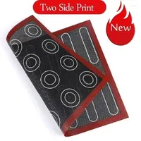 Baking Tools Aomily Silicone 30x40cm Two Sided In One Printing Macaroon Mat Non Stick Pastry Oven Cake Perforated Sheet Liner